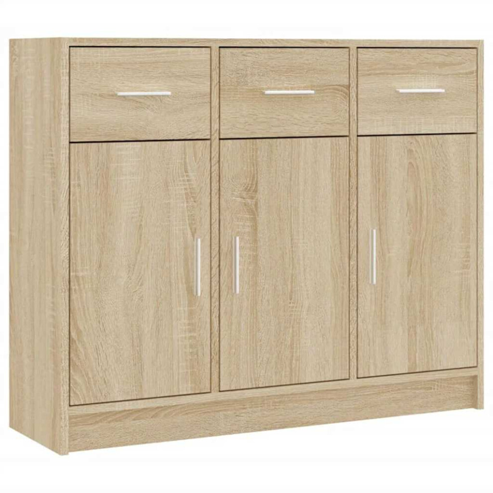 Vidaxl (Sonoma Oak) Sideboard Storage Cabinet Side Board Highboard Cupboard Engineered Wood White