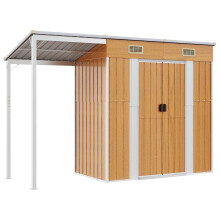 (light brown) vidaXL Garden Shed with Extended Roof Outdoor Tool Shed Storage Shed Steel