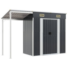 (anthracite) vidaXL Garden Shed with Extended Roof Outdoor Tool Shed Storage Shed Steel