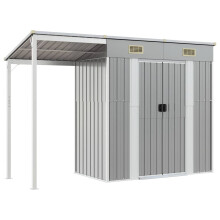 (light grey) vidaXL Garden Shed with Extended Roof Outdoor Tool Shed Storage Shed Steel