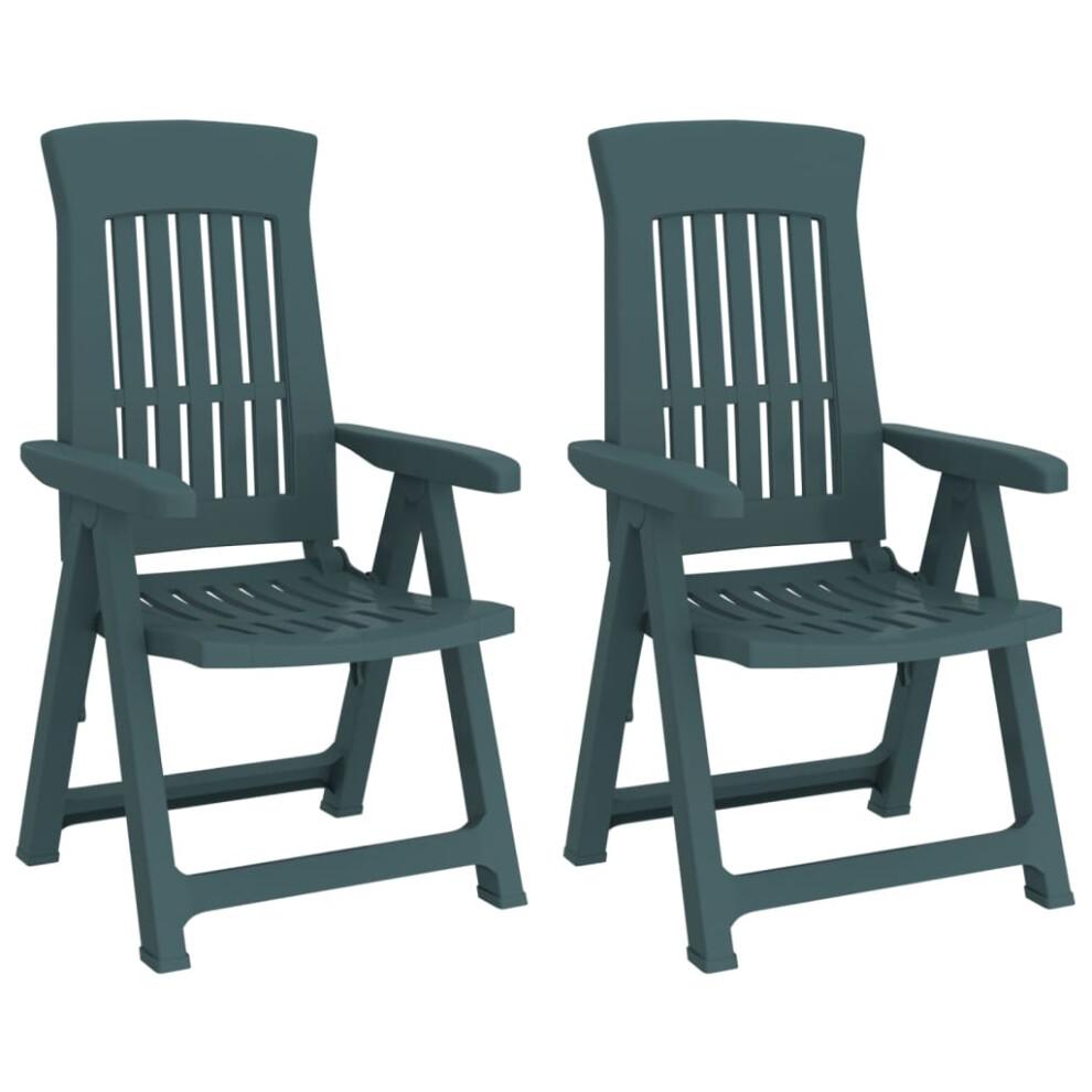 Vidaxl (Green) Garden Reclining Chairs Outdoor Armchair Recliner Dining Chair 2 Pcs Pp