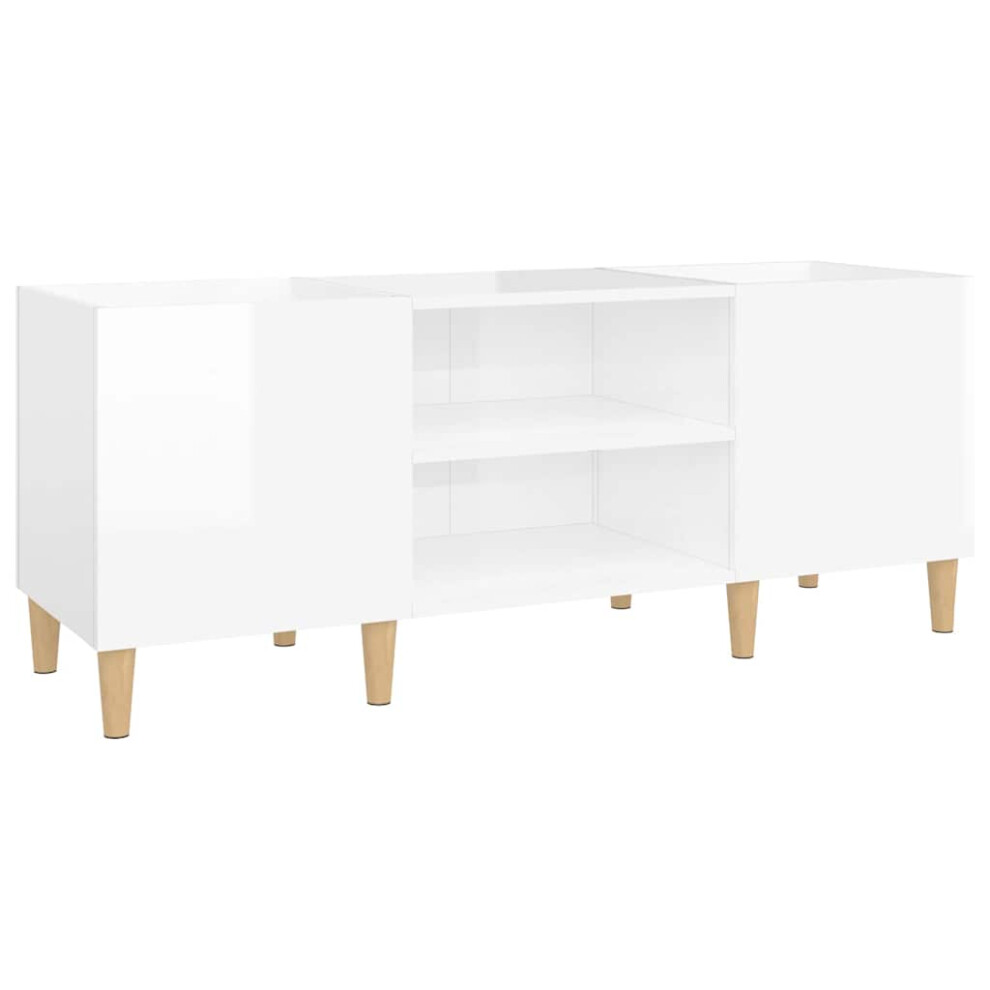 Vidaxl (High Gloss White, 121 X 38 X 48 Cm) Record Cabinet Office Vinyl Storage Cabinet Sideboard Engineered Wood