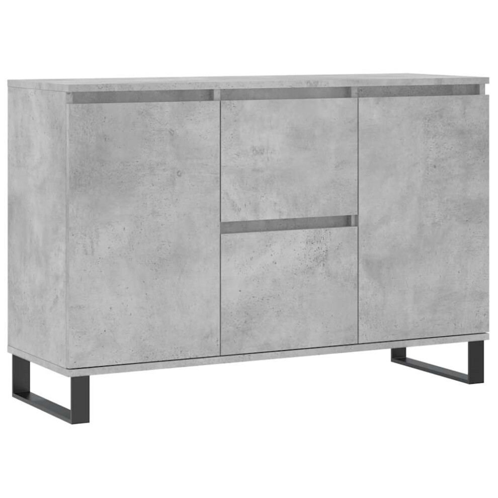2 Door 2 Drawer Concrete Sideboard Grey Vidaxl - Image 3