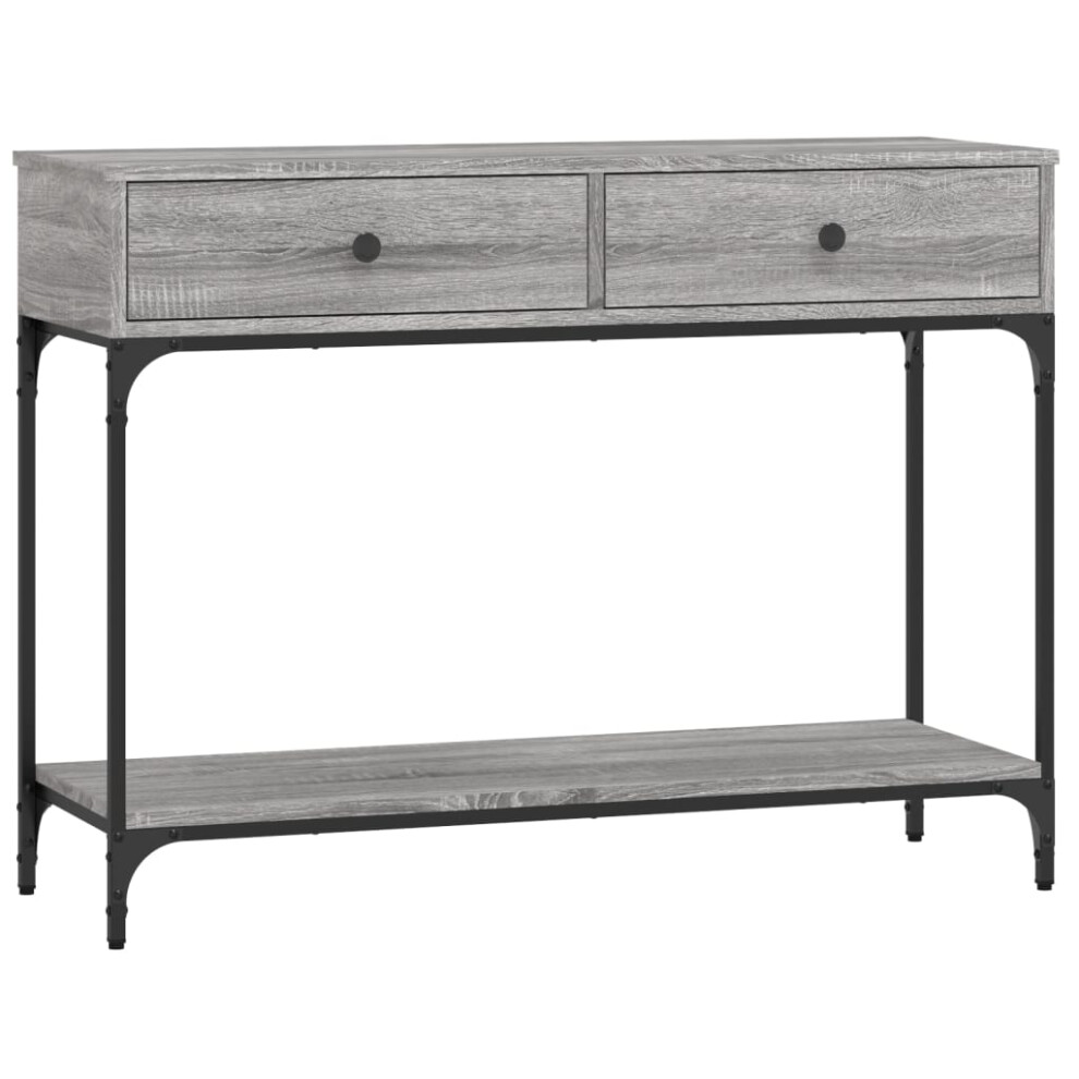 Vidaxl (Grey Sonoma, 100 X 34.5 X 75 Cm) Console Table Side End Table Couch Sofa Table Black Engineered Wood Black,Grey