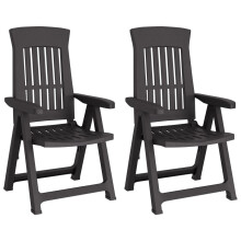 (anthracite) vidaXL Garden Reclining Chairs Outdoor Armchair Recliner Dining Chair 2 pcs PP