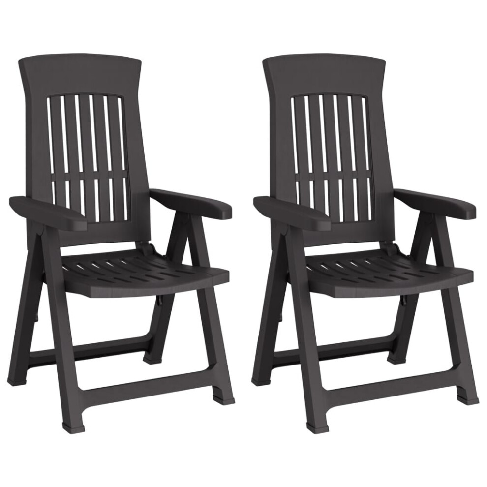 Vidaxl (Anthracite) Garden Reclining Chairs Outdoor Armchair Recliner Dining Chair 2 Pcs Pp