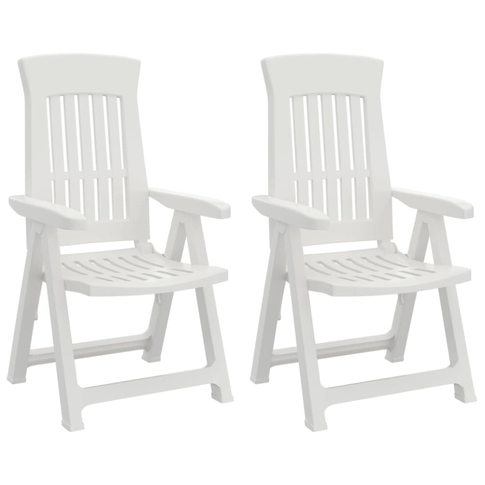 Vidaxl (White) Garden Reclining Chairs Outdoor Armchair Recliner Dining Chair 2 Pcs Pp