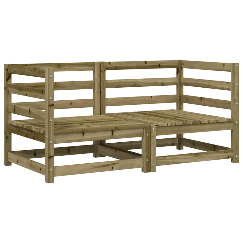 Vidaxl (Natural Impregnated, Corner Sofa (2 Pcs)) Garden Lounge Set Outdoor Lounge Set Corner Sofa Couch Solid Pinewood