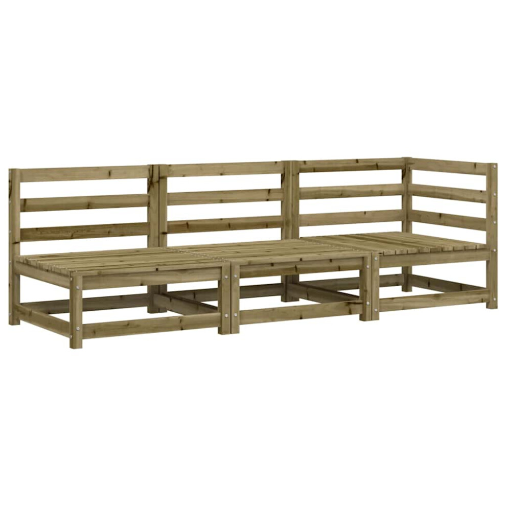 Vidaxl (Natural Impregnated, Corner + 2X Chair) Garden Lounge Set Outdoor Lounge Set Corner Sofa Couch Solid Pinewood
