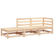 (natural pine, corner + chair + footrest) vidaXL Garden Lounge Set Outdoor Lounge Set Corner Sofa Couch Solid Pinewood