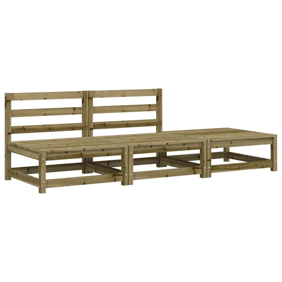 Vidaxl (Natural Impregnated, 2X Chair + Footrest) Garden Lounge Set Outdoor Lounge Set Corner Sofa Couch Solid Pinewood