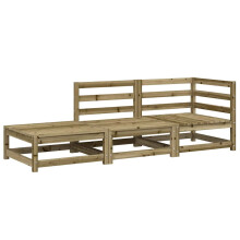 (natural impregnated, corner + chair + footrest) vidaXL Garden Lounge Set Outdoor Lounge Set Corner Sofa Couch Solid Pinewood