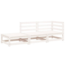 (white pine, corner + chair + footrest) vidaXL Garden Lounge Set Outdoor Lounge Set Corner Sofa Couch Solid Pinewood