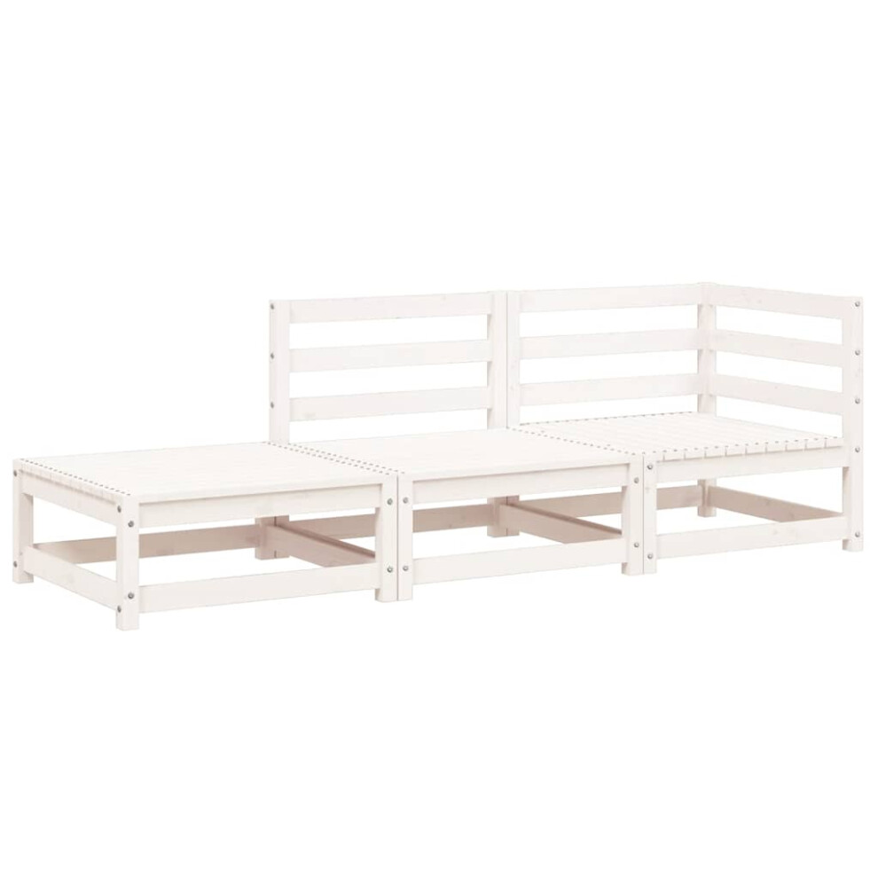 Vidaxl ( Pine, Corner + Chair + Footrest) Garden Lounge Set Outdoor Lounge Set Corner Sofa Couch Solid Pinewood White