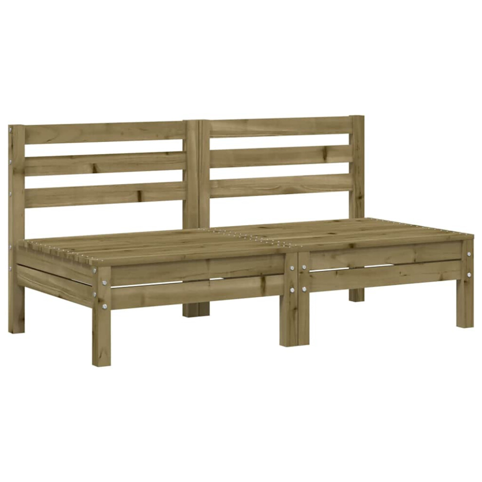 Vidaxl (Natural Impregnated, 2 Pcs/Middle Sofa) Garden Sofa Outdoor Sofa Wooden Sectional Sofa Seat Solid Wood Pine