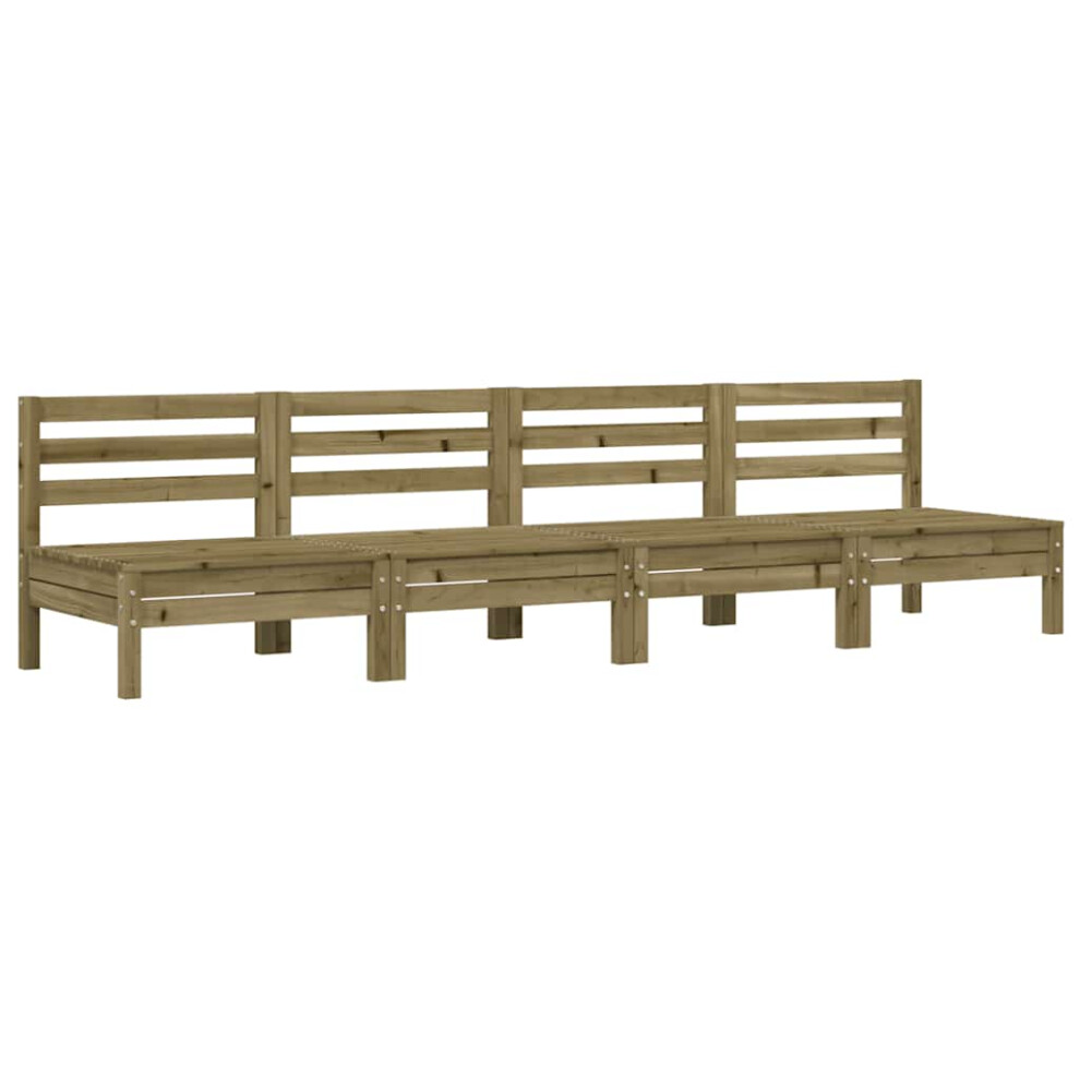 Vidaxl (Natural Impregnated, 4 Pcs/Middle Sofa) Garden Sofa Outdoor Sofa Wooden Sectional Sofa Seat Solid Wood Pine