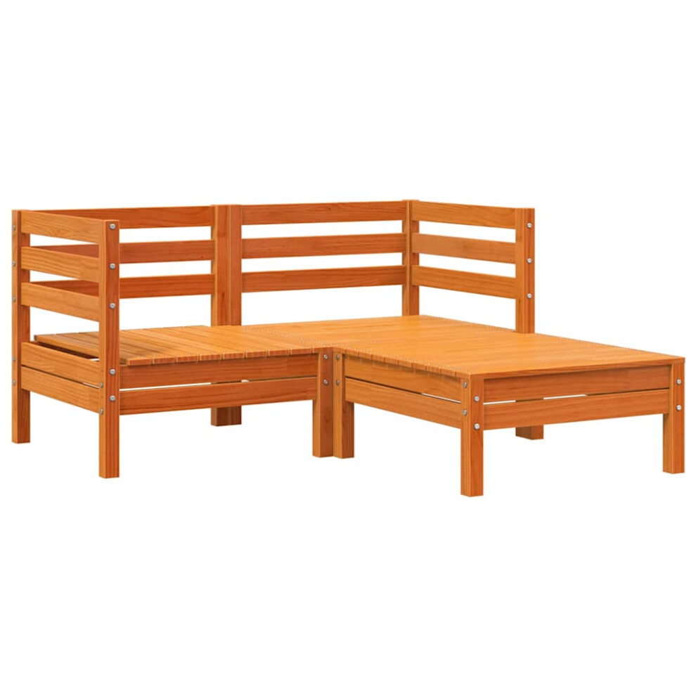Vidaxl (Wax 1 Pcs/2X Corner + Footrest) Garden Sofa Outdoor Sofa Wooden Sectional Sofa Seat Solid Wood Pine Brown