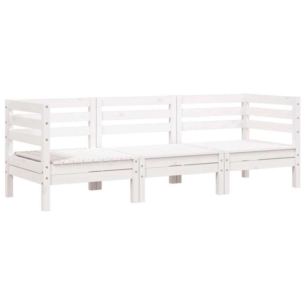 Vidaxl (White Pine, 1 Pcs/2X Corner + Middle) Garden Sofa Outdoor Sofa Wooden Sectional Sofa Seat Solid Wood Pine