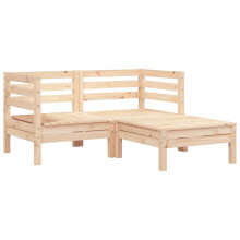 (natural pine, 1 pcs/2x corner + footrest) vidaXL Garden Sofa Outdoor Sofa Wooden Sectional Sofa Seat Solid Wood Pine