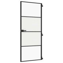 vidaXL Interior Door Slim Sliding Door Black Tempered Glass and Aluminium