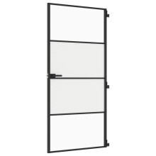 vidaXL Innentür Schlank Schwarz 93x201,5 cm Hartglas & Aluminium