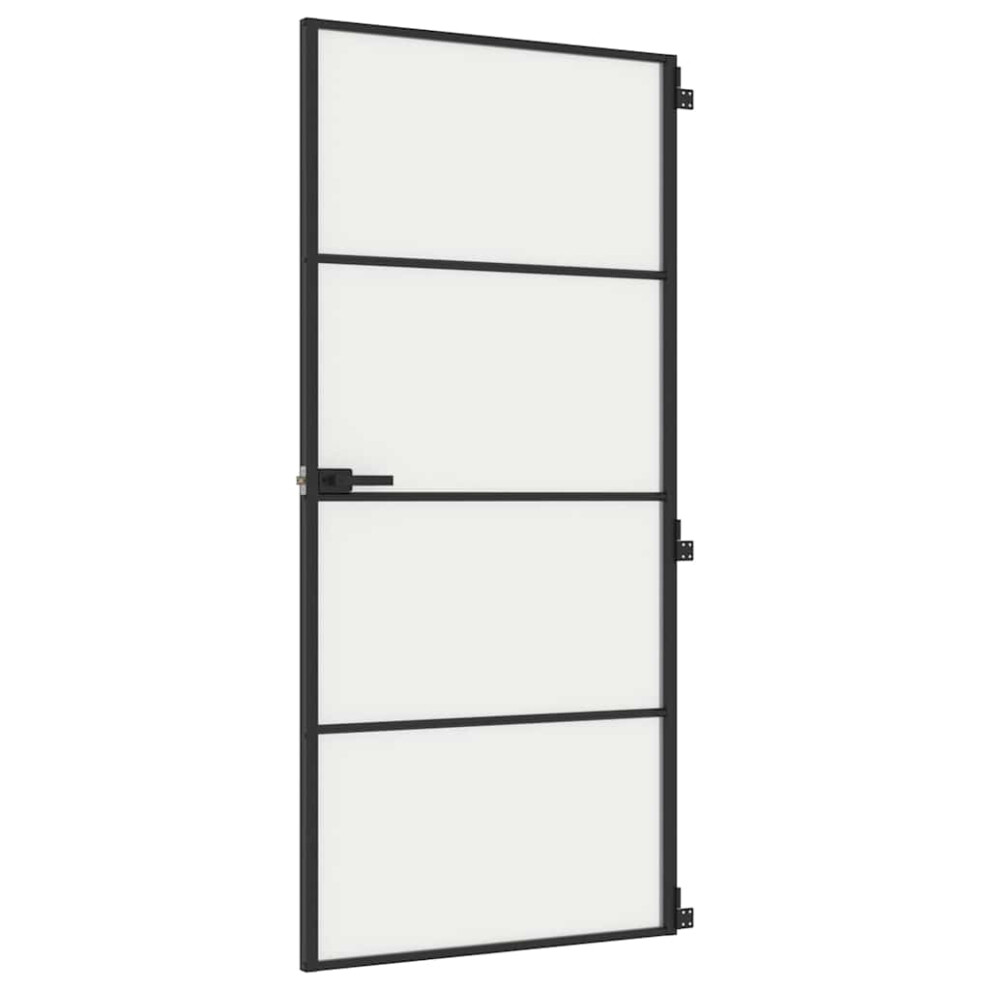 Vidaxl Interior Door Slim Sliding Door Black Tempered Glass And Aluminium