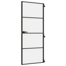 vidaXL Interior Door Slim Sliding Door Black Tempered Glass and Aluminium
