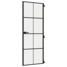 vidaXL Interior Door Slim Sliding Door Black Tempered Glass and Aluminium