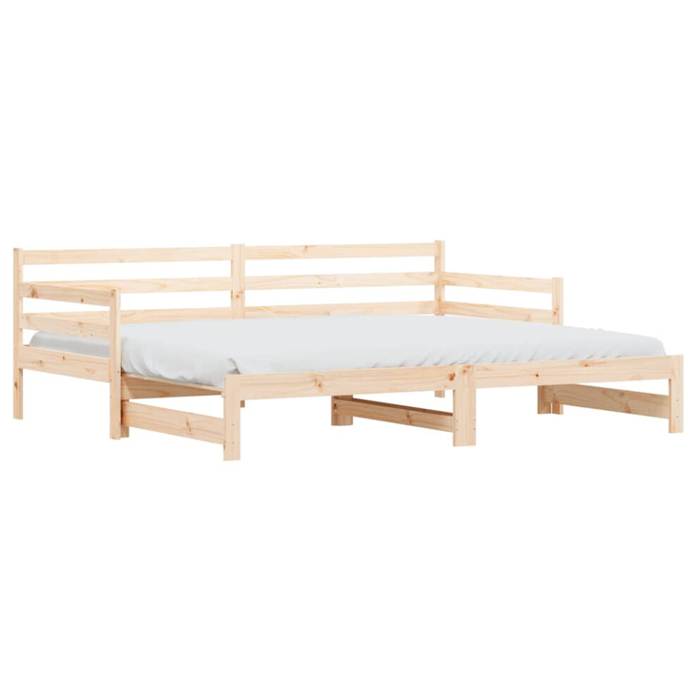 Vidaxl (Natural, 90 X 200 Cm) Daybed With Trundle Sofa Bed Guest Bed Sleeper Sofa Solid Wood Pine
