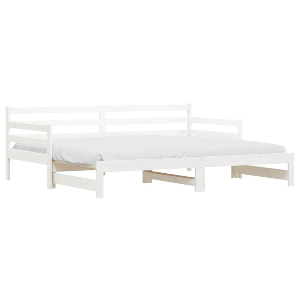 Vidaxl Daybed Sofa Bed Guest Bed With Trundle White 90X200 Cm Solid Wood Pine