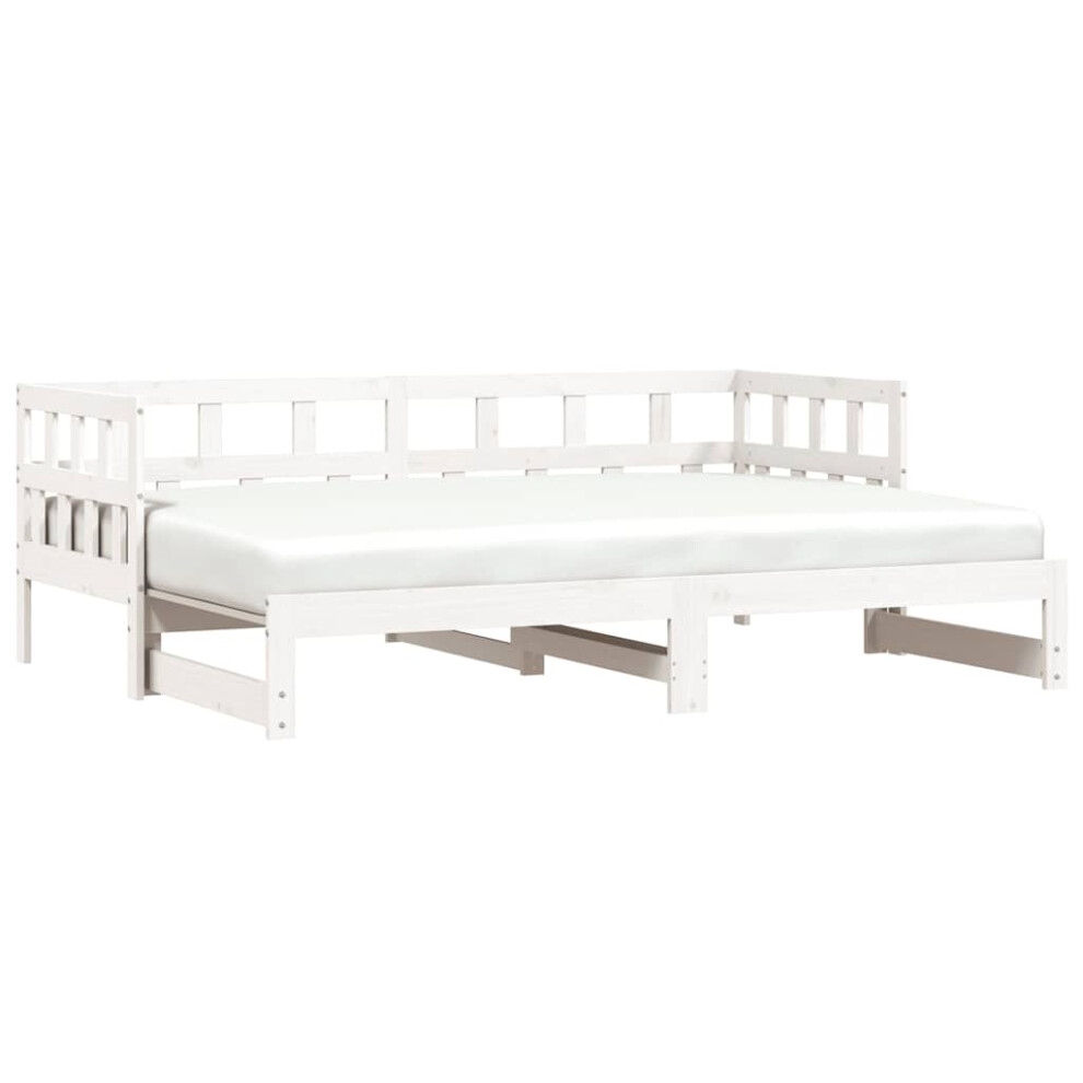 Vidaxl (, 90 X 190 Cm) Daybed With Trundle Sofa Bed Guest Bed Sleeper Sofa Solid Wood Pine White