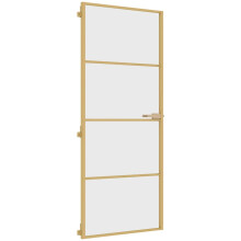 vidaXL Interior Door Slim Sliding Door Golden Tempered Glass and Aluminium