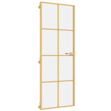 vidaXL Interior Door Slim Sliding Door Golden Tempered Glass and Aluminium