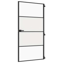 vidaXL Innentür Schlank Schwarz 102,5x201,5 cm Hartglas & Aluminium