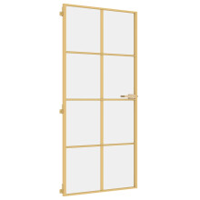 vidaXL Interior Door Slim Sliding Door Golden Tempered Glass and Aluminium