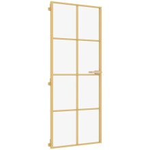 vidaXL Interior Door Slim Sliding Door Golden Tempered Glass and Aluminium