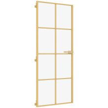vidaXL Interior Door Slim Sliding Door Golden Tempered Glass and Aluminium