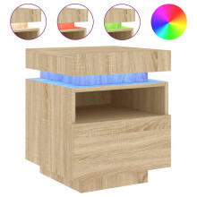 (sonoma oak) vidaXL Bedside Cabinets with LED Lights Nightstand Bed Table Side Cabinet