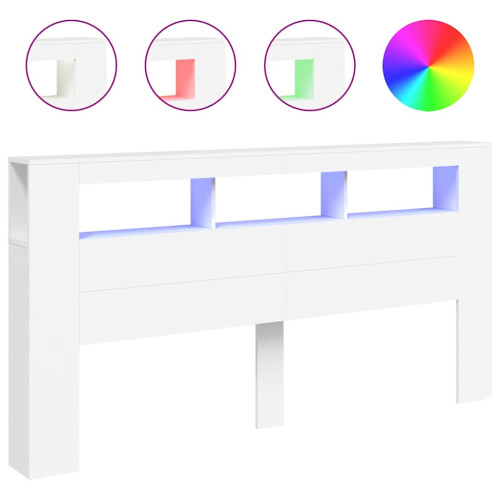 VidaXL (white) vidaXL LED Headboard Bed Header Bedroom Storage Bed Headboard Engineered Wood