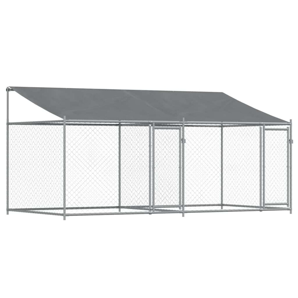 Vidaxl (2 Doors, 4 X 2 X 2 M) Dog Cage Dog Kennel Outdoor Dog Crate Pet House Grey Galvanised Steel