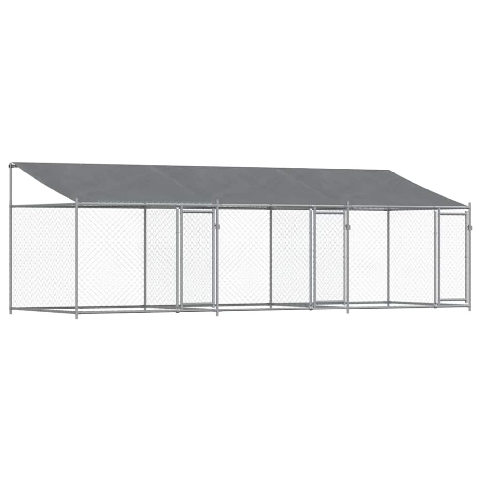 Vidaxl (3 Doors, 6 X 2 X 2 M) Dog Cage Dog Kennel Outdoor Dog Crate Pet House Grey Galvanised Steel