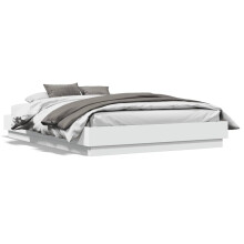 vidaXL White Engineered Wood Bed Frame 120x190 cm Small Double - Sturdy Slats, Durable and Moisture-Resistant