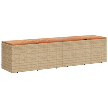 vidaXL Garden Storage Box Outdoor Storage Box Beige Poly Rattan Acacia Wood