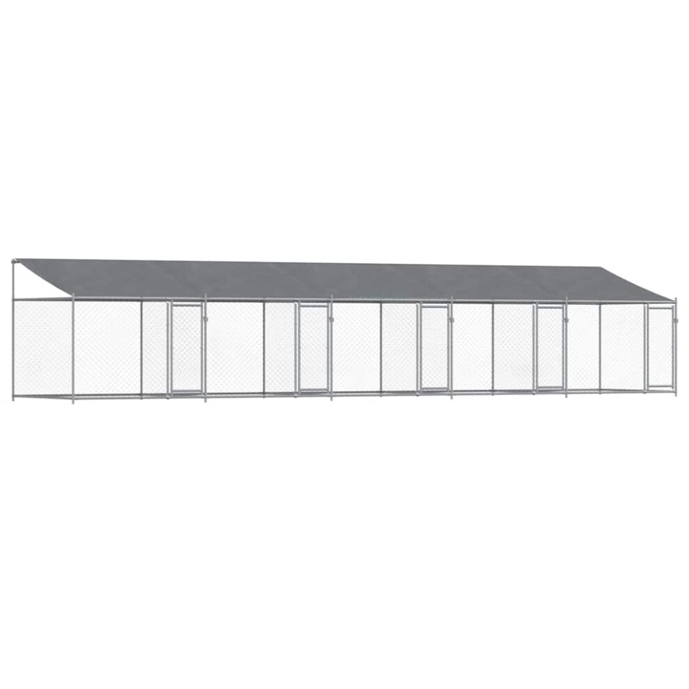 Vidaxl Dog Cage With Roof And Doors Dog Kennel Dog Crate Galvanised Steel Grey