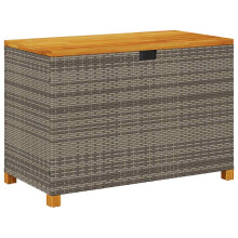 vidaXL Garden Storage Box Outdoor Storage Box Grey Poly Rattan Acacia Wood