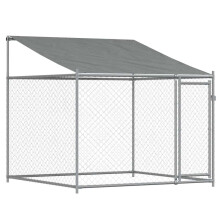 (1 door, 2 x 2 x 2 m) vidaXL Dog Cage Dog Kennel Outdoor Dog Crate Pet House Grey Galvanised Steel
