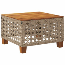 vidaXL Garden Table Outdoor Table Dining Table Beige Poly Rattan Acacia Wood