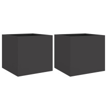 vidaXL Planters Flower Pot Garden Raised Bed Outdoor Planter 2 pcs Black Steel