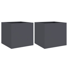 vidaXL Planter Outdoor Flower Pot Garden Raised Beds 2 pcs Anthracite Steel