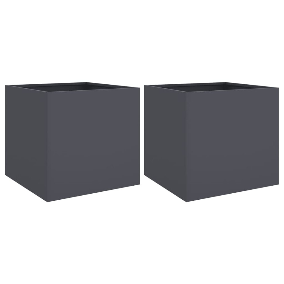 vidaXL Planters 2 pcs Anthracite 42x40x39 cm Steel - Image 2